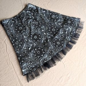 Silky Skirt with Tulle Edge Detail